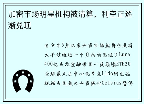 加密市场明星机构被清算，利空正逐渐兑现