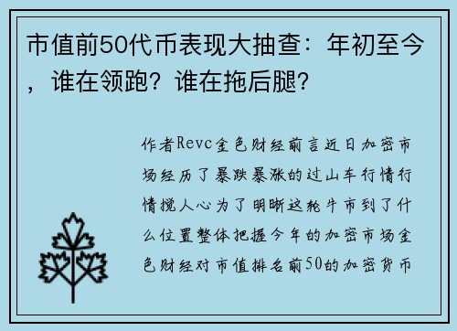 市值前50代币表现大抽查：年初至今，谁在领跑？谁在拖后腿？